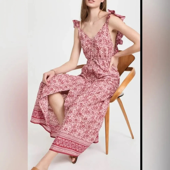 Faherty Hyland Tiered Floral Maxi Dress Size Medium - Picture 2 of 9